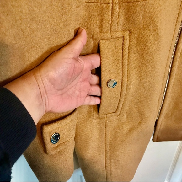 Dark Camel Michael Kors Hooded Notched-Collar Coat, Women’s PXL Created by Macys - Picture 8 of 16